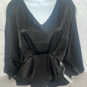 Six/Fifty Women Satin Tunic Top blouse Black Size Small NWT
